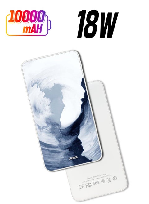 10,000 mAh Super Fast Charging Ultra Compact Power Bank with Quick Charge & Power Delivery, Portable Charger For iPhone and Android Light Flow