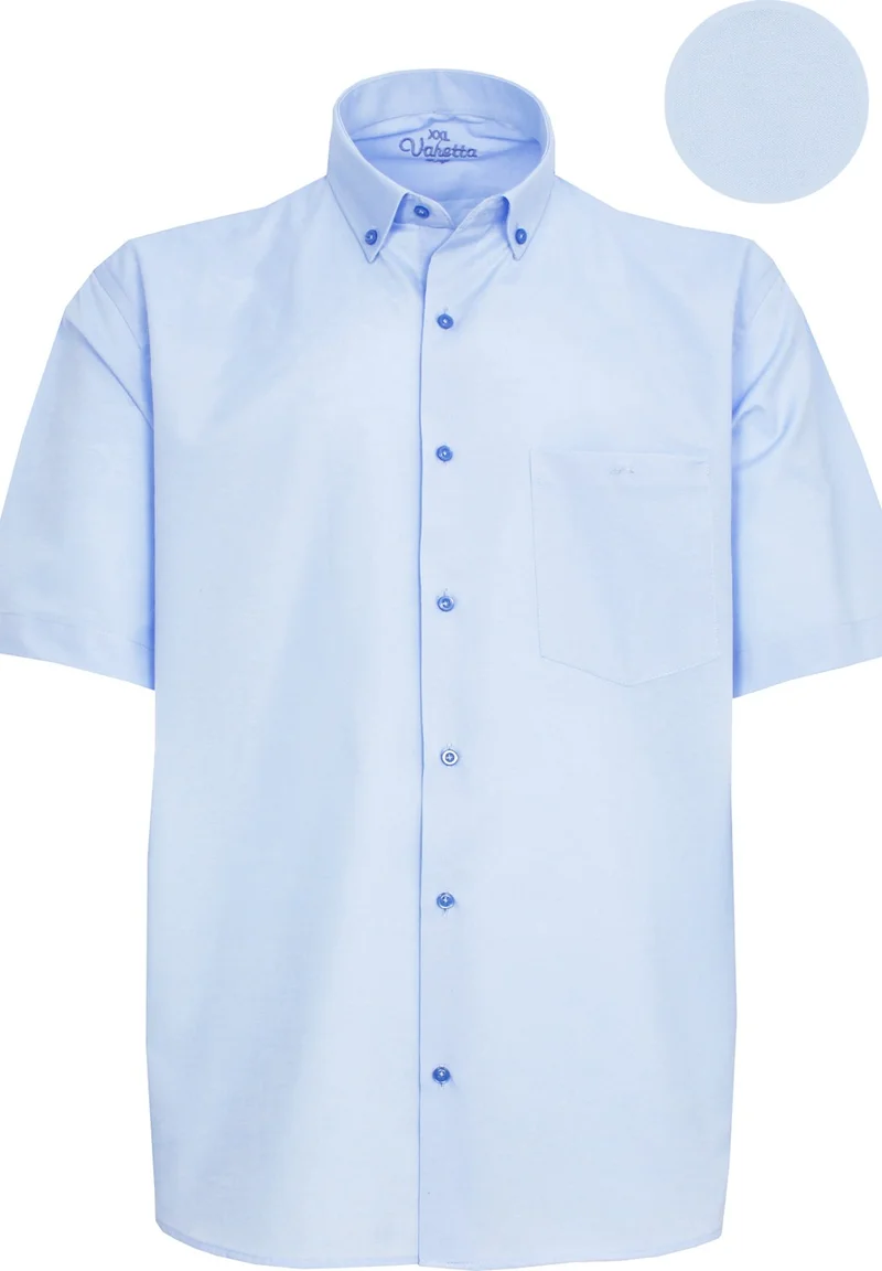 فاريتا Men's Sky Blue Short Sleeved Plus Size Cotton Satin Collar Buttoned Men's Shirt
