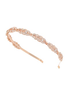 Oriamour Oriamour Rose Design Rhinestone Crystal Wedding Headband Bridal Headpieces Simple Design Bridal Headband (Rose Gold) 
