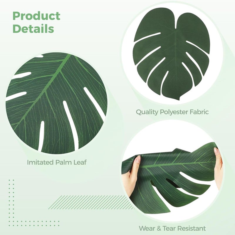 36 Artificial Palm Leaves, Faux Monstera Leaf Table Runner with Dot Stickers for Luau and Tropical-Themed Parties - Image 3