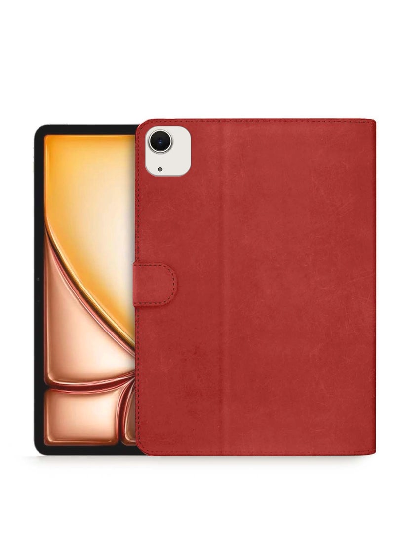 Wtech Apple iPad Air 2025 (7th Generation) M3 13 inch WTech PU Leather Magnetic Closure Flip Case Cover - Red - Image 1