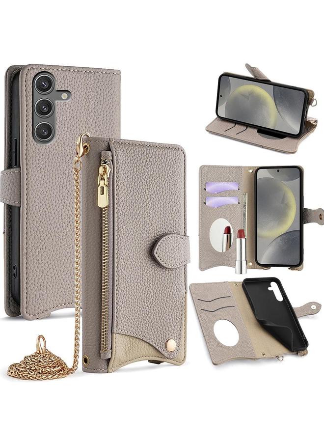 S-TOP Case For Samsung Galaxy S25 5G Crossbody Chain Fishtail Litchi Leather Phone Case - Image 1