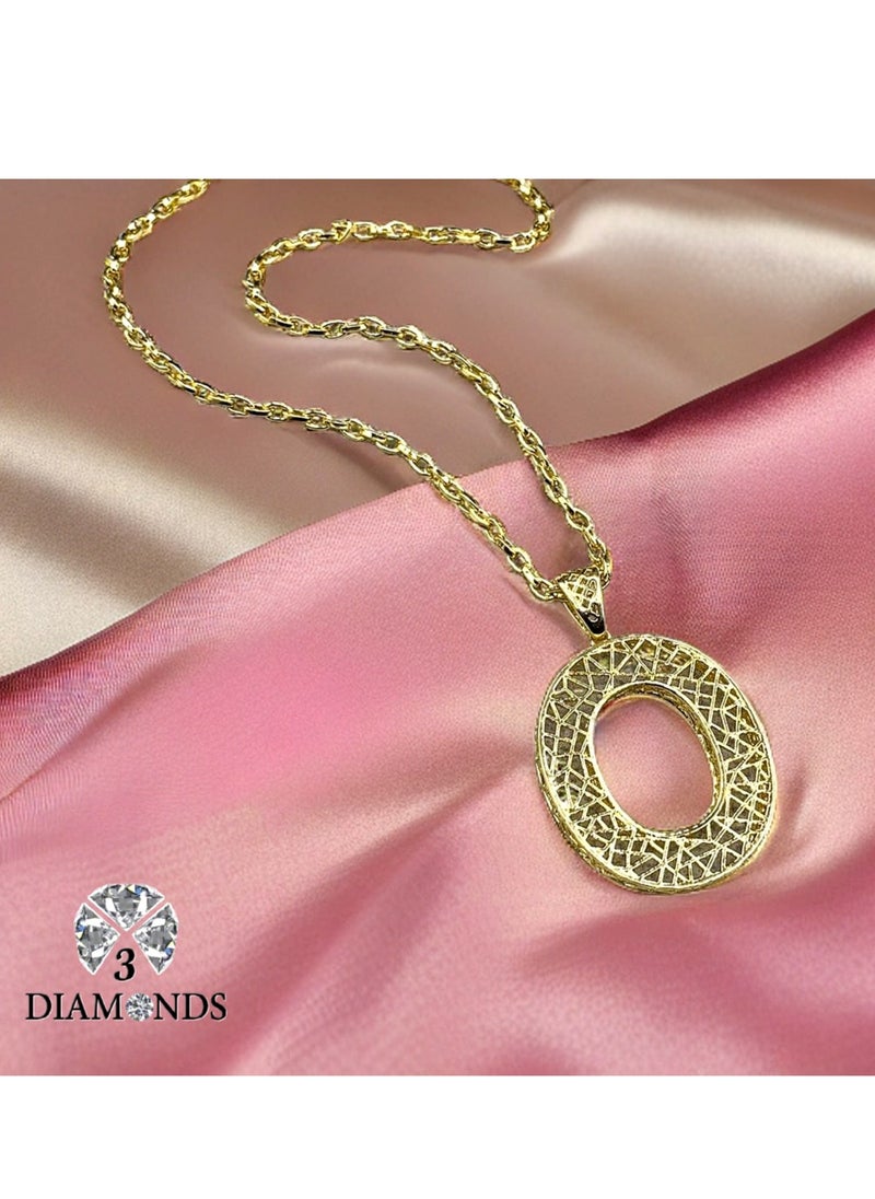 3Diamonds - Elegant Women's High-Quality O-Shaped Pendant Necklace, Gold Plated – Stylish, Durable, Perfect for Gifts and Special Occasions - Image 1