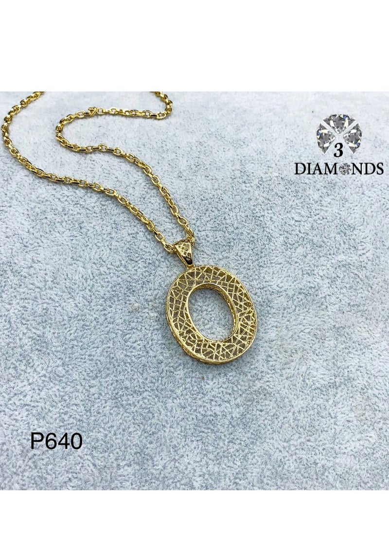 3Diamonds - Elegant Women's High-Quality O-Shaped Pendant Necklace, Gold Plated – Stylish, Durable, Perfect for Gifts and Special Occasions - Image 1
