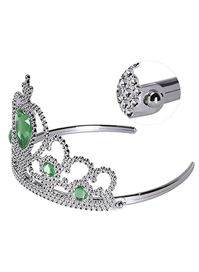 Royal Princess Dress-Up Set - 6 Pcs Accessory Kit for Girls, Green Theme - Gloves, Tiara Crown, Wand, Necklaces, Bracelet, Rings, Earrings - Queen Cosplay Accessories for Little Royalty (Green)  - Image 5