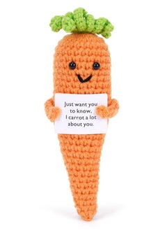 Excefore Funny Knitted Positive Carrot Dolls, Funny Crochet Toys with Encouragement Card, Pocket Hug Worry Doll, Valentines Day Decorations for Bedroom Home Office (Carrot)  - Image 1