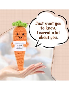 Excefore Funny Knitted Positive Carrot Dolls, Funny Crochet Toys with Encouragement Card, Pocket Hug Worry Doll, Valentines Day Decorations for Bedroom Home Office (Carrot)  - Image 4