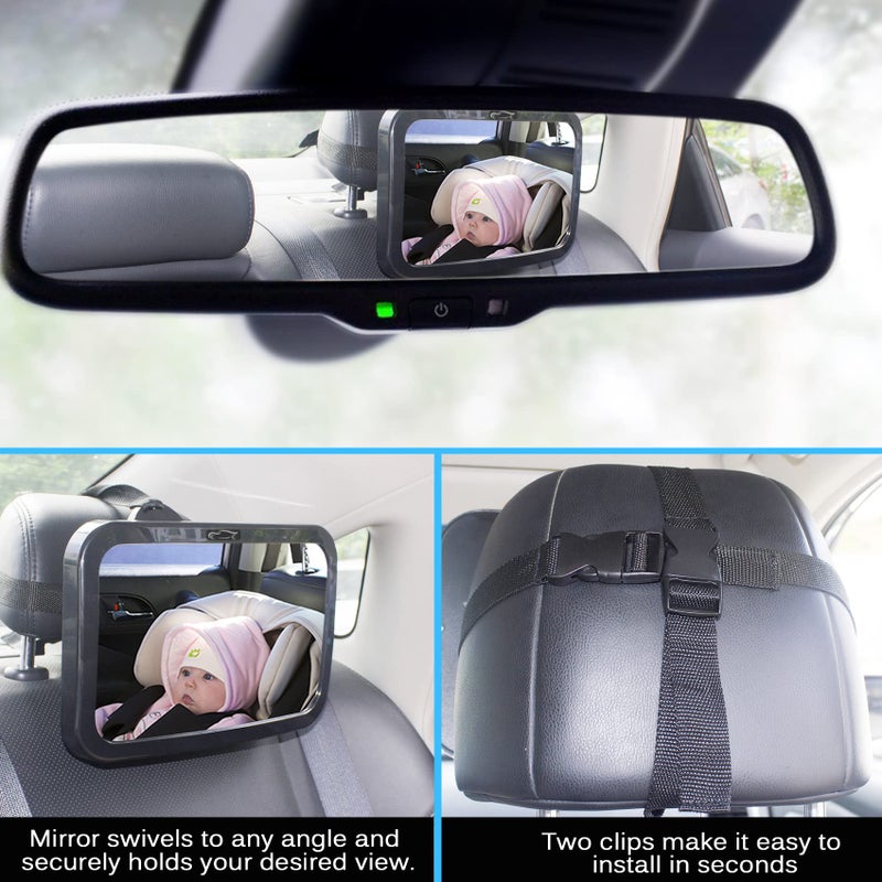 Shynerk Baby Car Mirror, Safety Car Seat Mirror for Rear Facing Infant with Wide Crystal Clear View, Shatterproof, 360Â° Rotation, Crash Tested and Certified - Image 5
