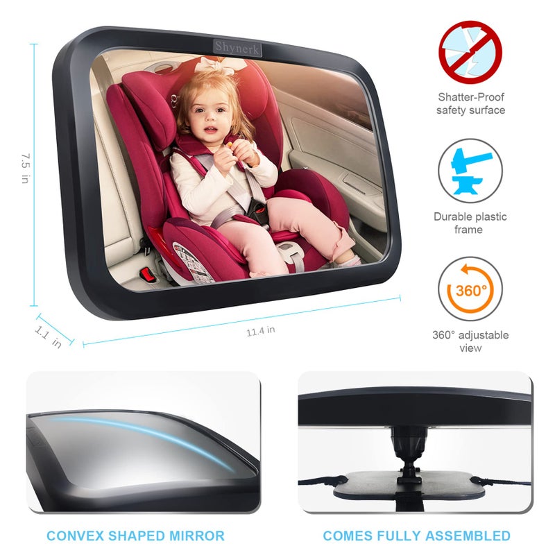 Shynerk Baby Car Mirror, Safety Car Seat Mirror for Rear Facing Infant with Wide Crystal Clear View, Shatterproof, 360Â° Rotation, Crash Tested and Certified - Image 4