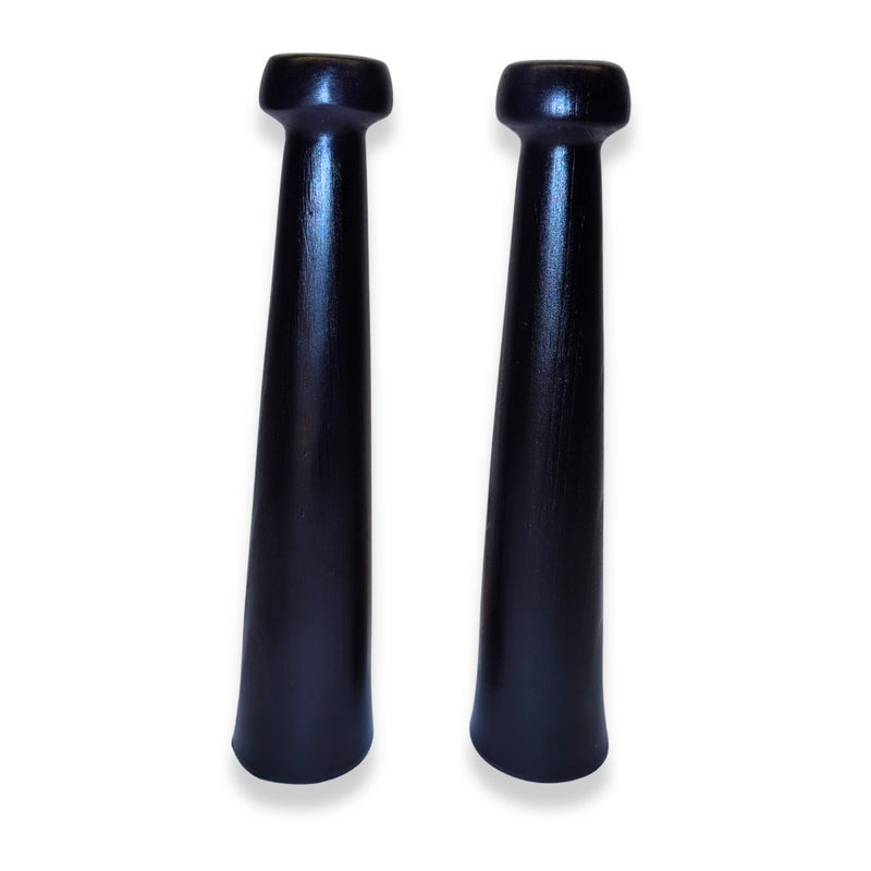 Candle Holder Set of 2, Artificial Marble Wood Fruit Shape Candlestick - Decorative Candlestick - Room Decor, Table Decor (Black) - Image 2