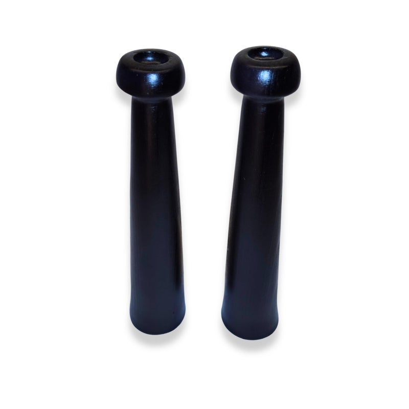 Candle Holder Set of 2, Artificial Marble Wood Fruit Shape Candlestick - Decorative Candlestick - Room Decor, Table Decor (Black) - Image 4