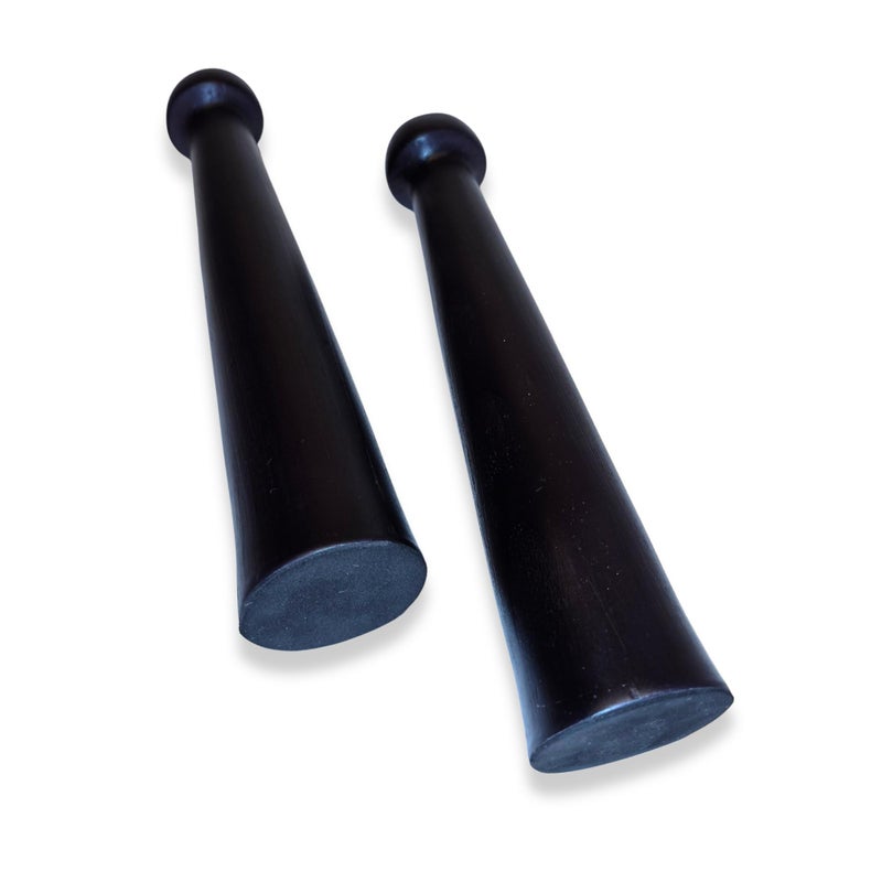 Candle Holder Set of 2, Artificial Marble Wood Fruit Shape Candlestick - Decorative Candlestick - Room Decor, Table Decor (Black) - Image 3