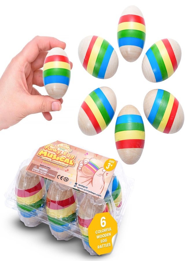 IPIDIPI TOYS ألعاب إيبيديبي للأطفال - مجموعة من 6 آلات موسيقية إيقاعية خشبية على شكل بيض عيد الفصح - لعبة صوتية مونتيسوري - حشوات لسلال عيد الفصح، البحث عن بيض عيد الفصح، حشوات لأكياس الهدايا - Image 1