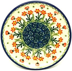 Polish Pottery Gallery Polish Pottery Plate  Bread  Butter 6 14  Peach Spring Daisy - Image 1