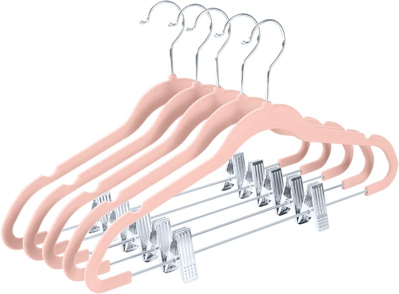 Red Dot Gift ®20-Pack Pink Non-Slip Velvet Hangers with Clip 42.5cm/16.8 Inch- 360 Degree Rotatable Hook - Durable & Slim - Non Slip Hangers for Coat Hangers - Pant Hangers… - Image 1