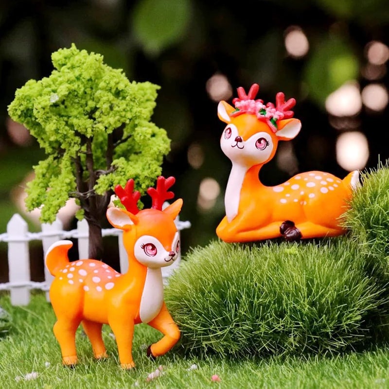 Cayway 7 PCS Deer Fairy Garden Accessories, Micro Landscape Miniature Deer, Micro Landscape Ornaments DIY Kit for DIY Craft Modeling Decor Micro Landscape - Image 4