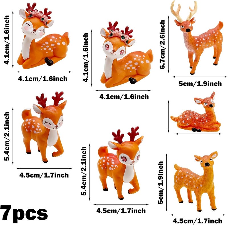 Cayway 7 PCS Deer Fairy Garden Accessories, Micro Landscape Miniature Deer, Micro Landscape Ornaments DIY Kit for DIY Craft Modeling Decor Micro Landscape - Image 2