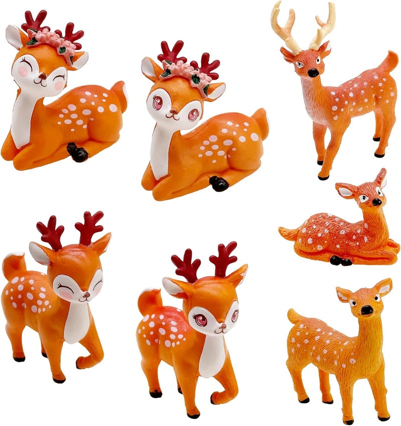 Cayway 7 PCS Deer Fairy Garden Accessories, Micro Landscape Miniature Deer, Micro Landscape Ornaments DIY Kit for DIY Craft Modeling Decor Micro Landscape - Image 1