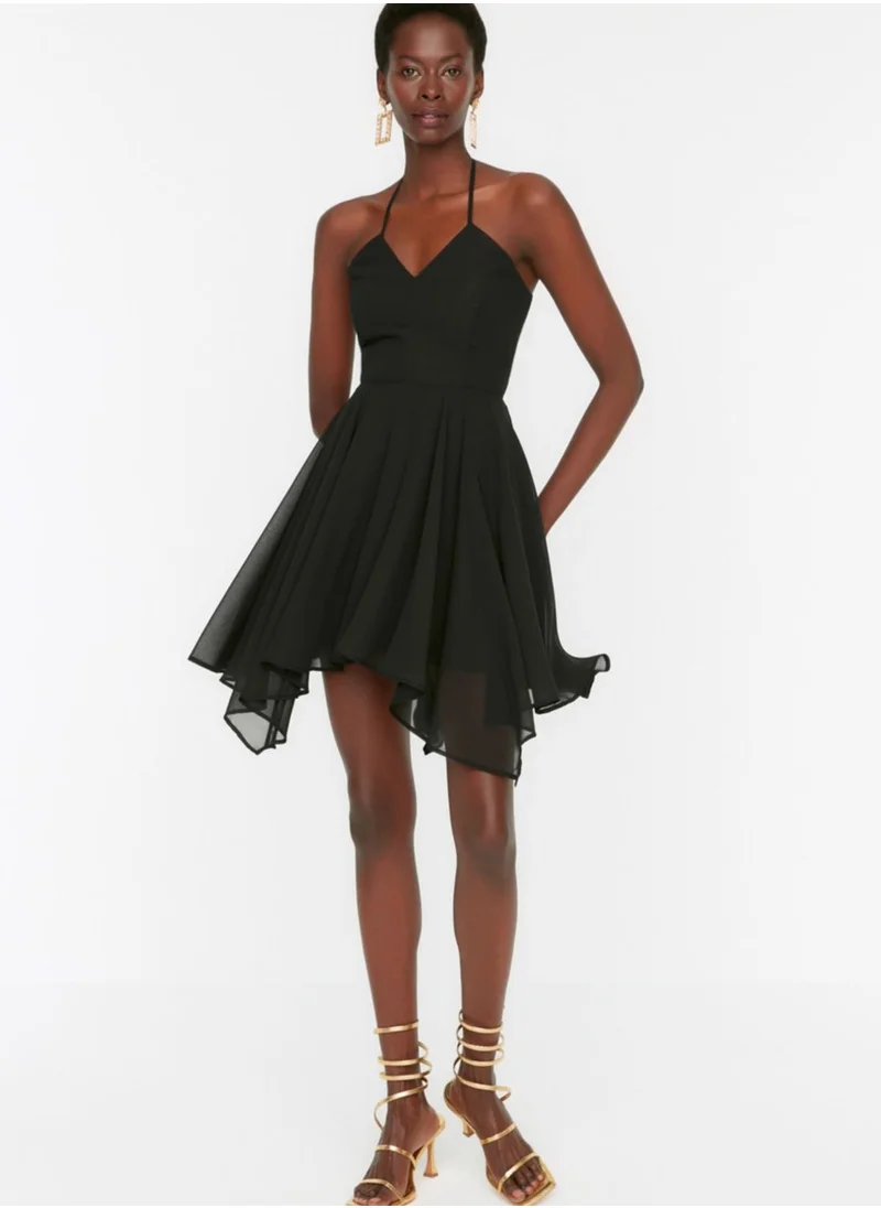 trendyol Halter Neck Ruffle Detail Skater Dress