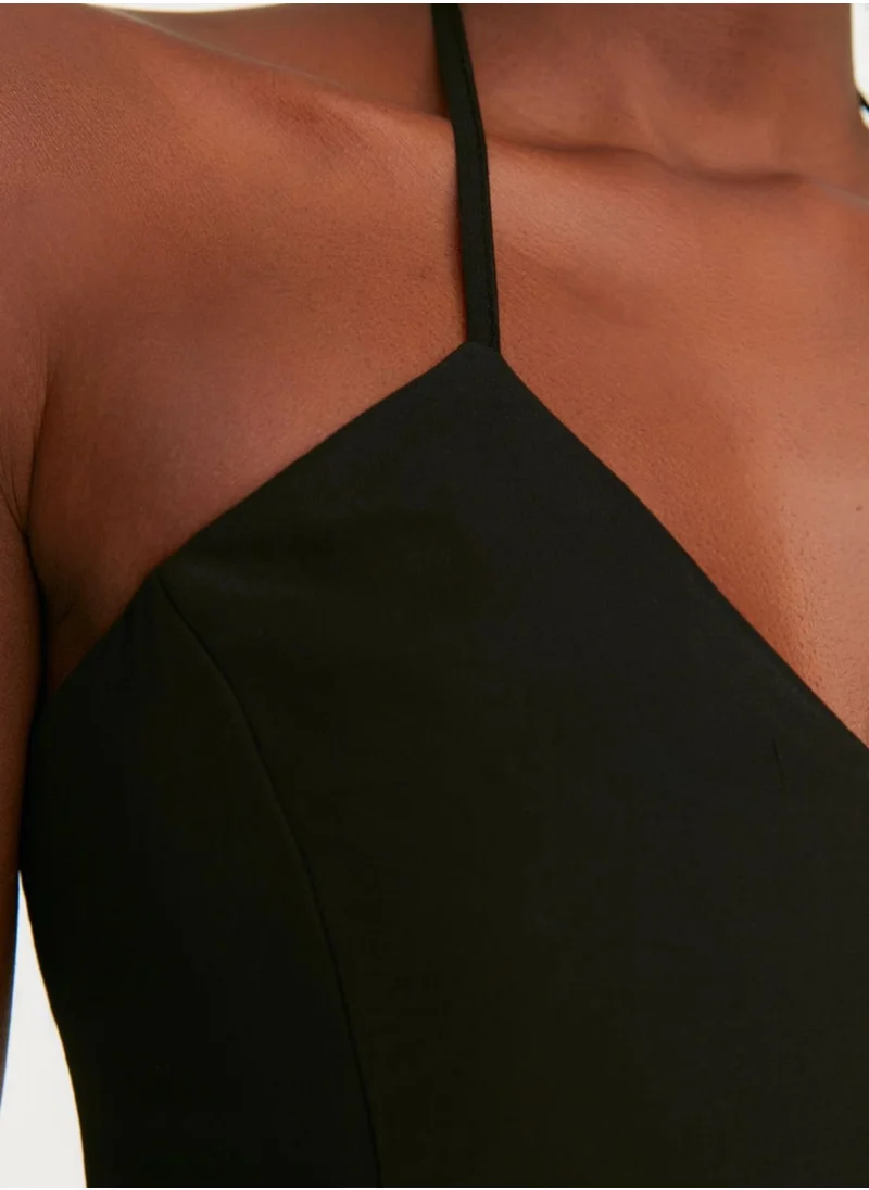 trendyol Halter Neck Ruffle Detail Skater Dress