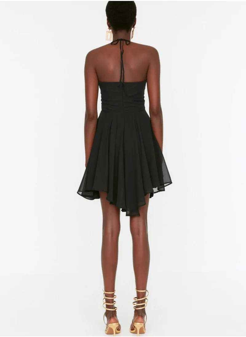 trendyol Halter Neck Ruffle Detail Skater Dress