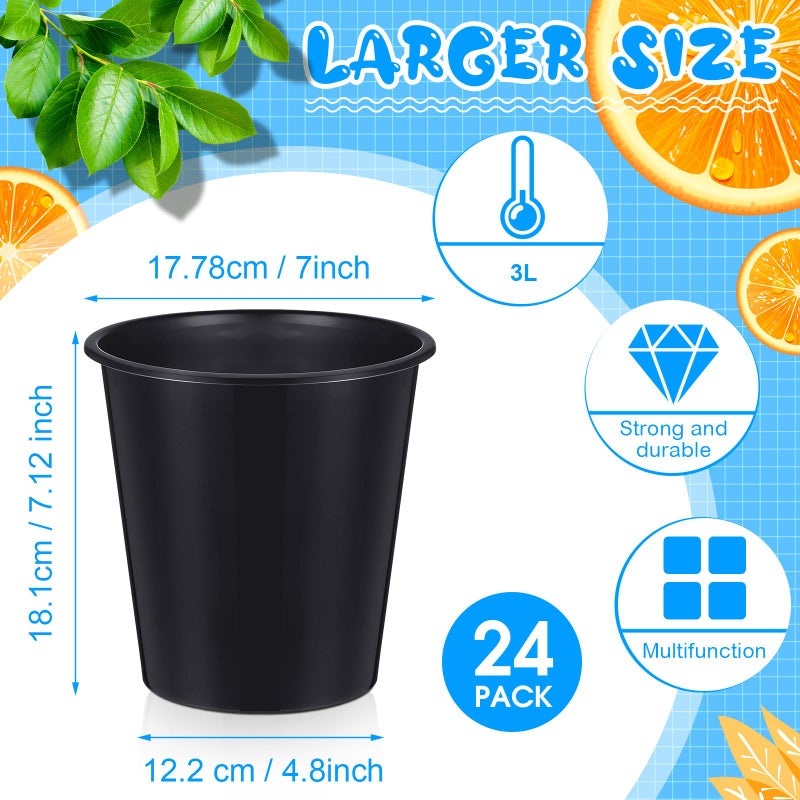 Layhit 24 Pcs Plastic Ice Buckets for Parties 3 Liters Wine Bucket Portable Ice Holder Disposable Wine Cooler for Party Wedding Party Beverages Champagne Soda and Beer (Black) - Image 2