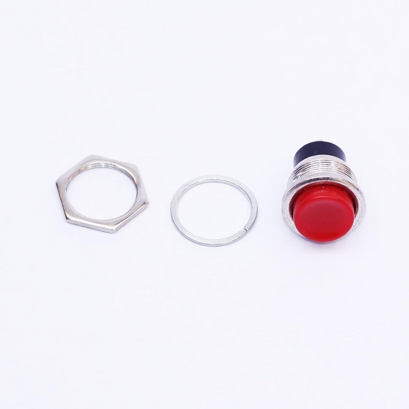 IEI iEI 5 Pcs Red Tactile 2 Pin Electronic Panel Push On And Release Off Button 6A25A 3V5V12V24V DC SPST Switch Brass Metal Body  - Image 3