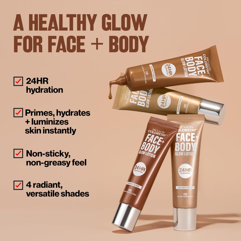 Revlon ColorStay Face & Body Glow Lotion, Hydrating Glow Moisturizer, 24HR Hydration, Illuminating Luminizing Shimmer, 130 If You Glow You Glow - Image 2