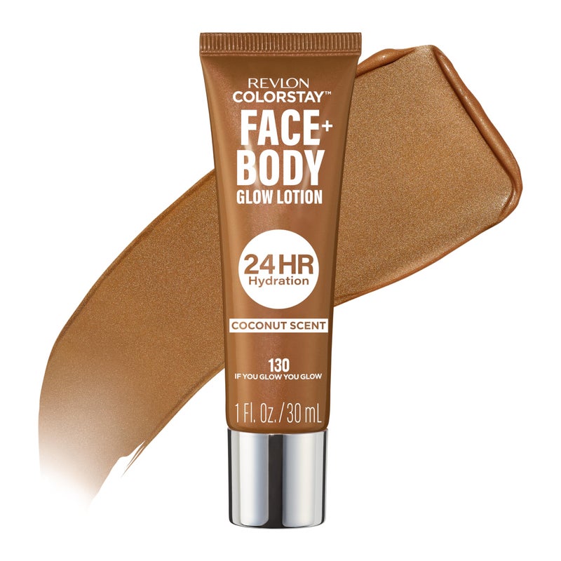 Revlon ColorStay Face & Body Glow Lotion, Hydrating Glow Moisturizer, 24HR Hydration, Illuminating Luminizing Shimmer, 130 If You Glow You Glow - Image 1
