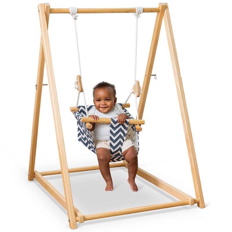 Avenlur Spruce Baby and Toddler Swing with Stand Foldable Baby Swing with Seat Belt and Padded Pillow Free Standing Toddler Swing for Children 6 Months to 3 Years Montessori and Waldorf Style - Image 2