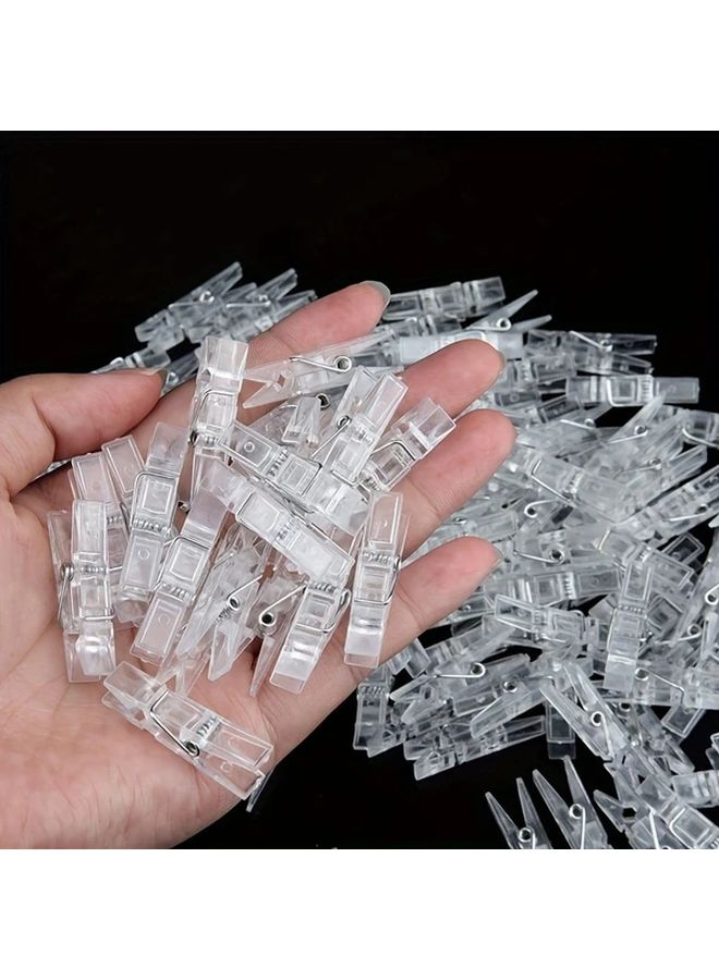 50pcs Mini Transparent Plastic Photo Clips With Metal Springs Mixed Colors For DIY Projects - Image 4