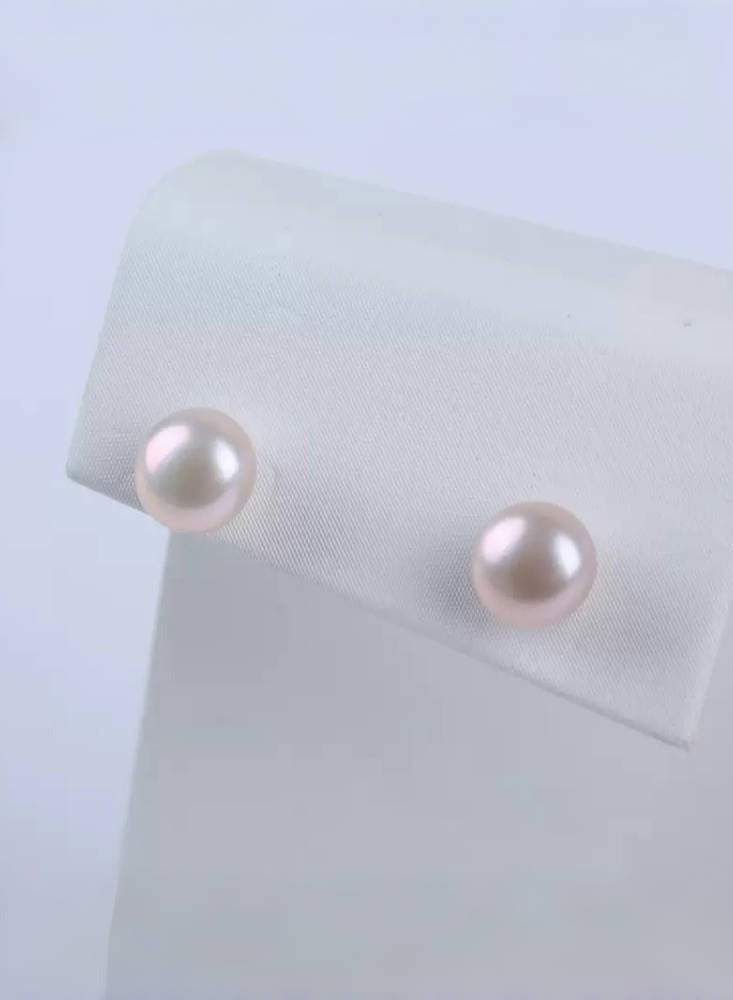 كيليو 925 الفضة الاسترلينية,أقراط اللؤلؤة الحقيقية الطبيعية للمياه العذبة,8mm (وردي) - Image 5