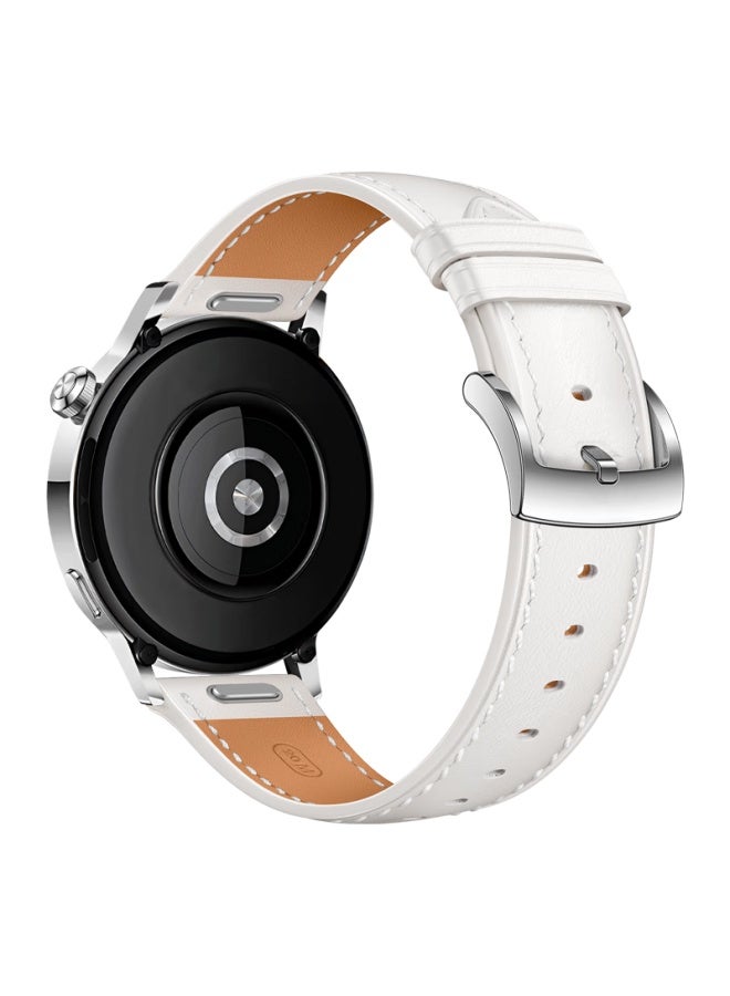 Weiqiantu Suitable For Huawei Watch Band Watch Gt3/gt2 Genuine Leather Watch Gt3pro For Men And Women, Pearl White-tip Leather Strap | Push-on Style