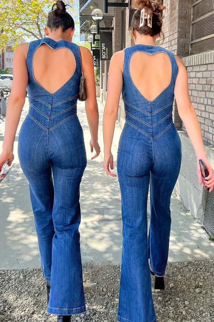 2023 Spring Chic High-Waist Denim Jumpsuit for Women Large in stock, same day delivery