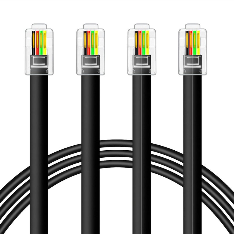 NECABLES 2Pack RJ9 Cable 15ft Phone Cord Telephone Cable RJ9 / RJ10 / RJ22 4P4C Male to Male Straight for Both Data and Voice Use Black - 15 Feet - Image 1