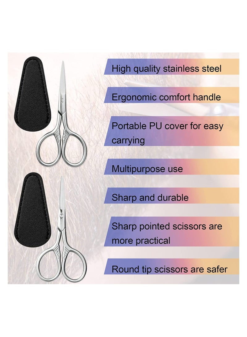 Zikra Eyebrow Scissors Small Scissors Nose Hair Scissors for Hair Eyebrows Nose Hair Beard Eyelashes Cuticle Stainless Steel Fine Straight Tip Nose Hair Scissors 1 round 1 pointed head - Image 4