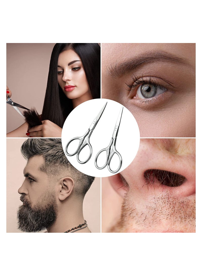 Zikra Eyebrow Scissors Small Scissors Nose Hair Scissors for Hair Eyebrows Nose Hair Beard Eyelashes Cuticle Stainless Steel Fine Straight Tip Nose Hair Scissors 1 round 1 pointed head - Image 2