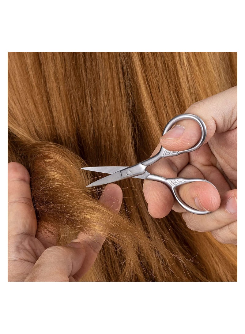 Zikra Eyebrow Scissors Small Scissors Nose Hair Scissors for Hair Eyebrows Nose Hair Beard Eyelashes Cuticle Stainless Steel Fine Straight Tip Nose Hair Scissors 1 round 1 pointed head - Image 5