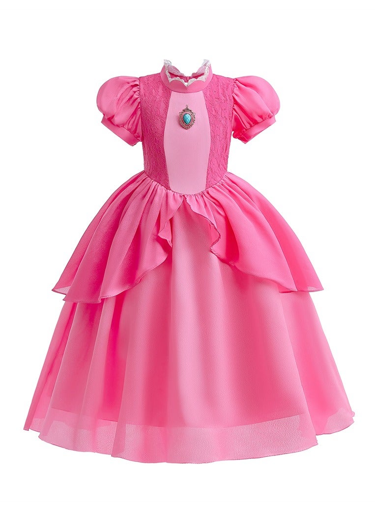 M MIAOYAN Children's Super Mary Mario Game Suit  Pink Peach - Image 1