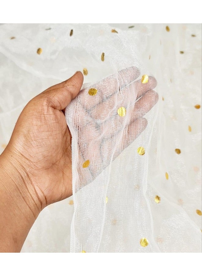 Satyam Kraft SATYAM KRAFT Multi Purpose Net Fabric Cloth for Decoration, for Parties, Costumes, Gift Packing, Party Decor, Backdrop Material for mandap, Pooja Background Stand (White Polka Dot, 5 Meter) - Image 3