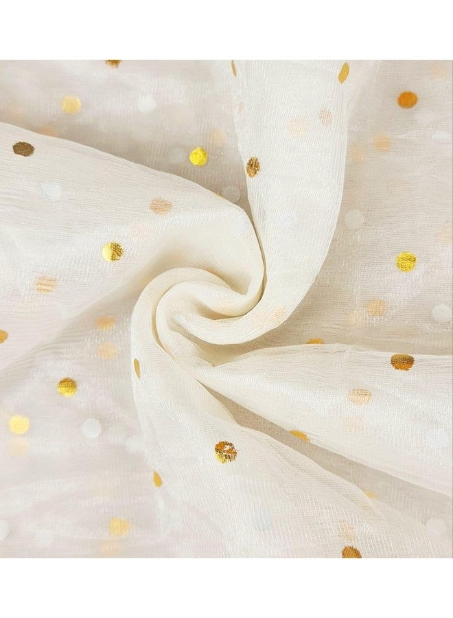 Satyam Kraft SATYAM KRAFT Multi Purpose Net Fabric Cloth for Decoration, for Parties, Costumes, Gift Packing, Party Decor, Backdrop Material for mandap, Pooja Background Stand (White Polka Dot, 5 Meter) - Image 4