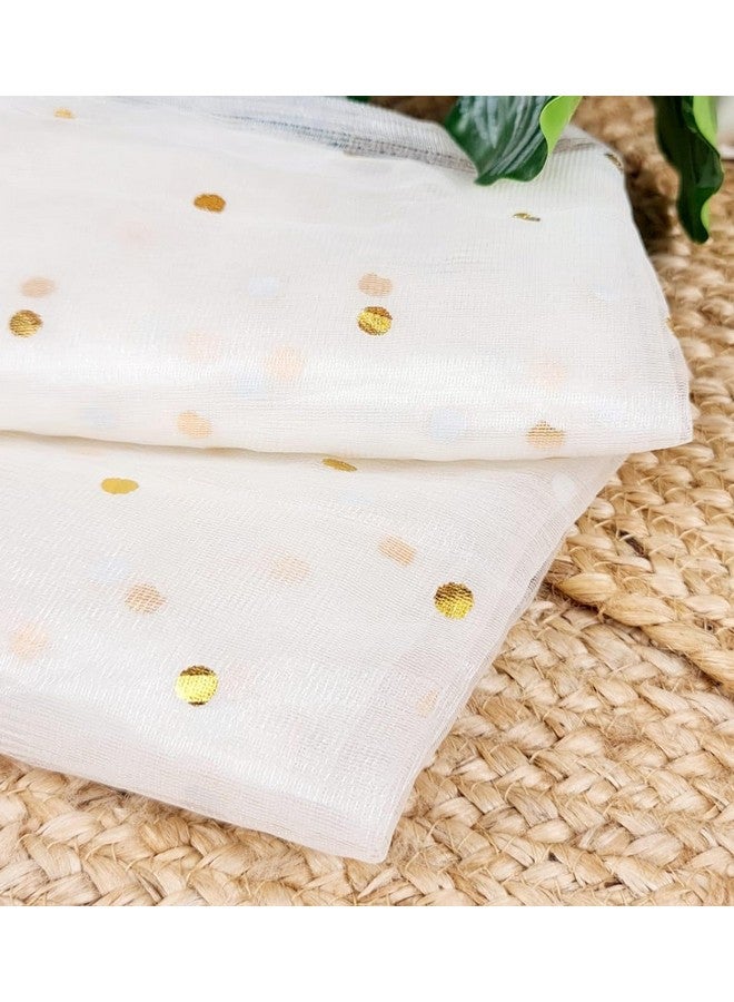 Satyam Kraft SATYAM KRAFT Multi Purpose Net Fabric Cloth for Decoration, for Parties, Costumes, Gift Packing, Party Decor, Backdrop Material for mandap, Pooja Background Stand (White Polka Dot, 5 Meter) - Image 2