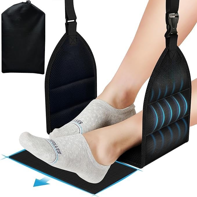 DHARMATMAJ Airplane Foot Hammock for Plane Comfy Foot Hanger Desk Foot Hammock Foot Sling Travel Foot Rest to Relax Your Feet for Airplane Travel Accessories - Image 1