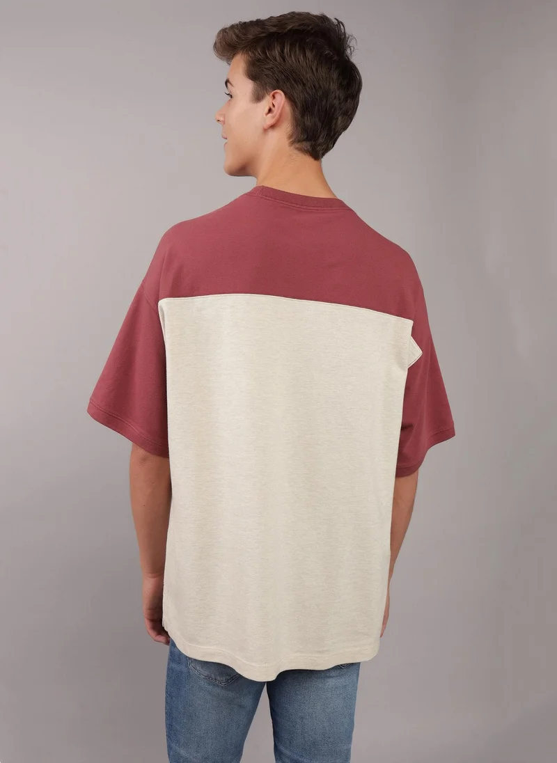 American Eagle Colorblock Pique Crew Neck T-Shirt