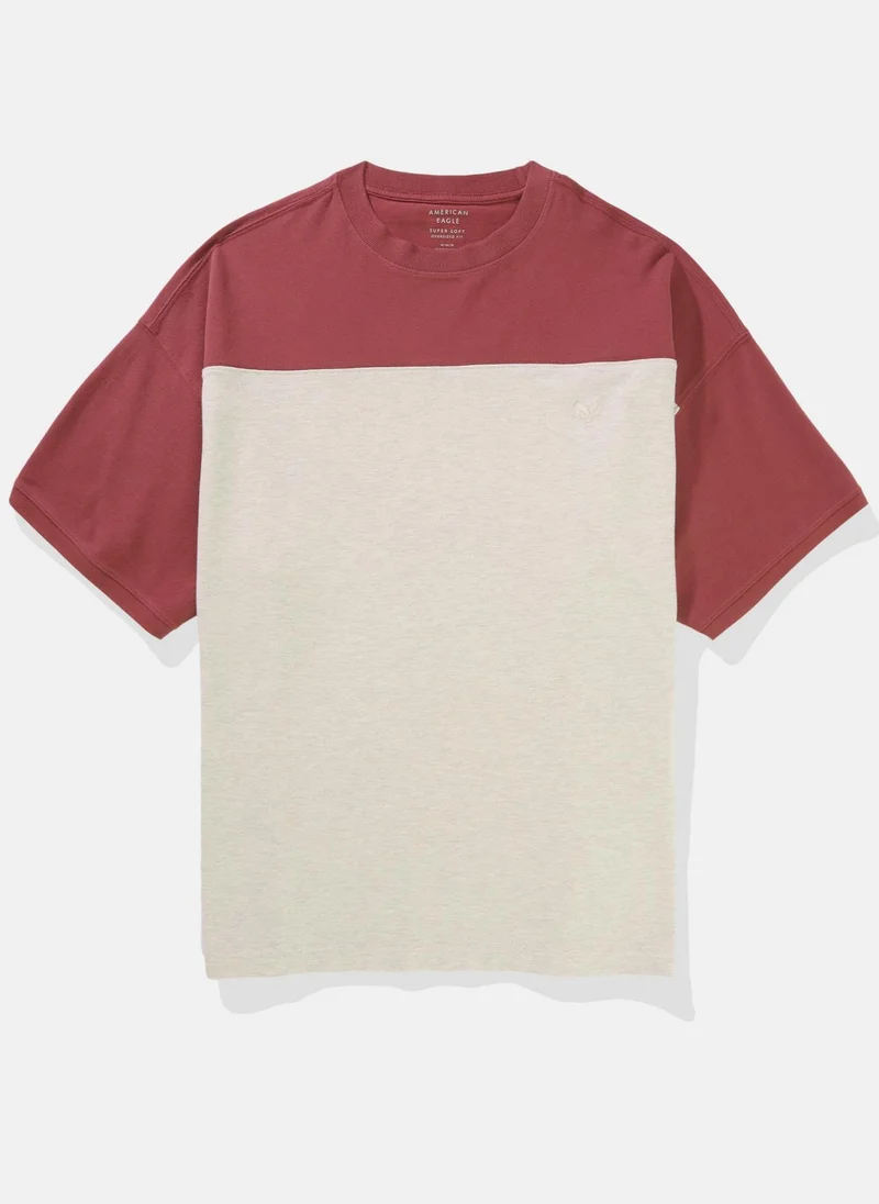 American Eagle Colorblock Pique Crew Neck T-Shirt