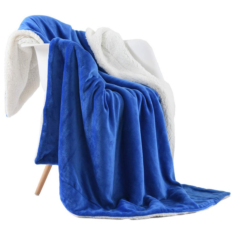 NANPIPER Throw Blanket Sherpa Flannel Blankets Soft Fuzzy Plush Fleece Microfiber for BedCouch 60x80Princess Blue