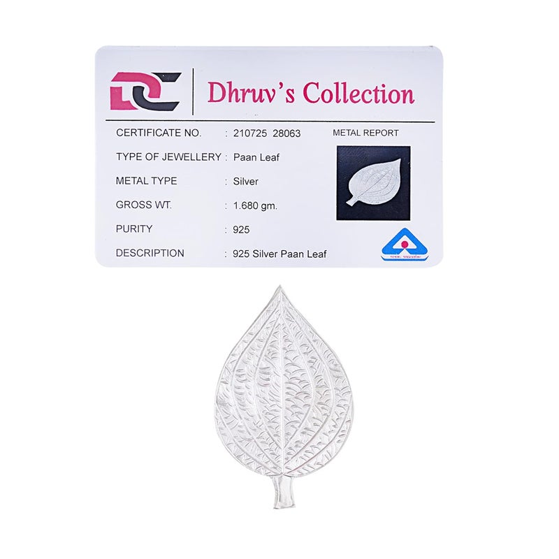 DHRUVS COLLECTION 925 Pure Silver Paan LeafPaan Ka Patta for Home Decor Pooja Gift Purpose Donation - Image 5