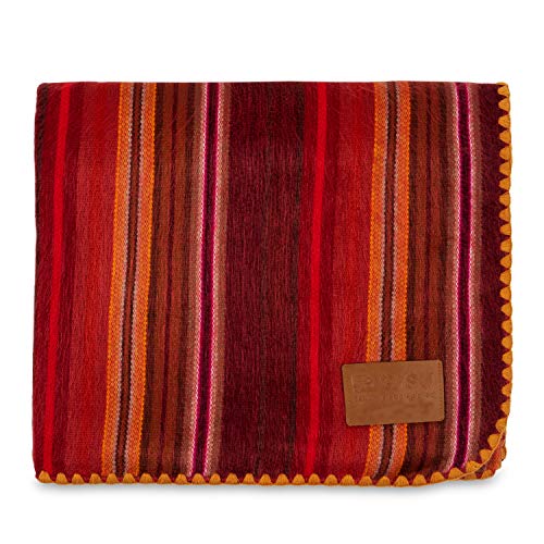 QISU Alpaca Wool Blanket Throw  Large Beautiful Warm Variegated  85 x 65 inches  UltraSoft Hypoallergenic and Breathable  NonItchy or Scratchy Fabric PinkRed Variegated