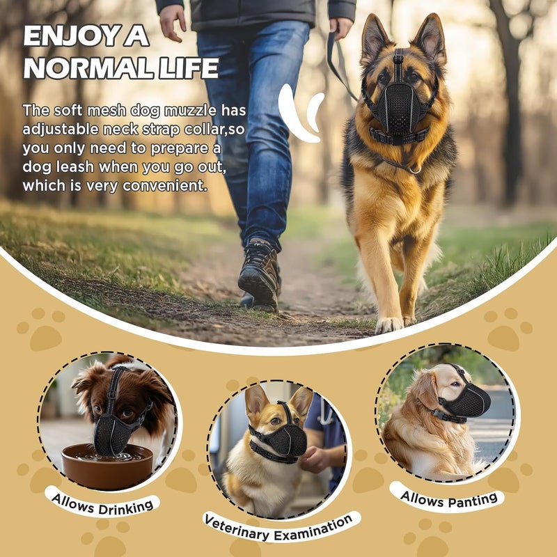BONTHEE Dog Muzzle,Soft Nylon Muzzles Anti Biting Barking Chewing,Breathable Reflective Adjustable Loop Pets for Small Medium Large Sized Dogs,Allows Panting and Drinking(Black S) - Image 5