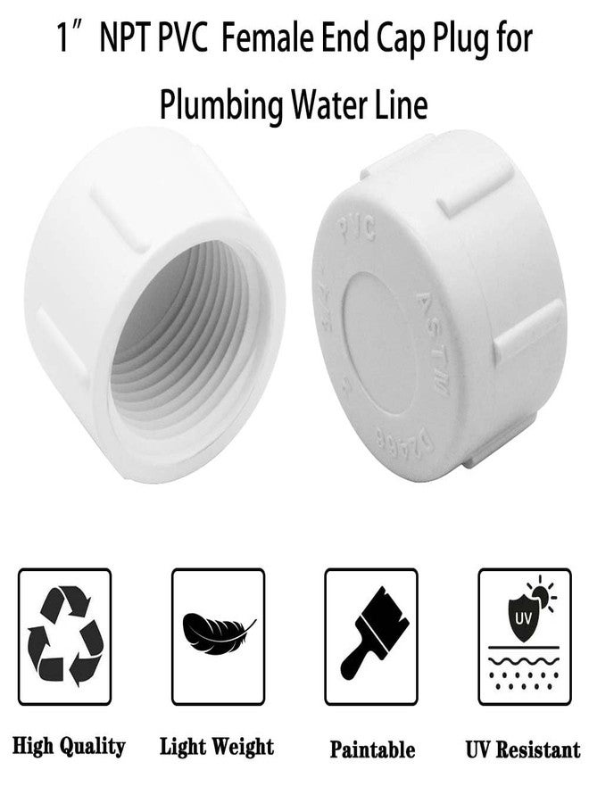 YSIL 1 Inch PVC Female Threaded End Cap Plug, Water Pipe Connector Fittings for Plumbing Line (12 Pack) White - Image 3
